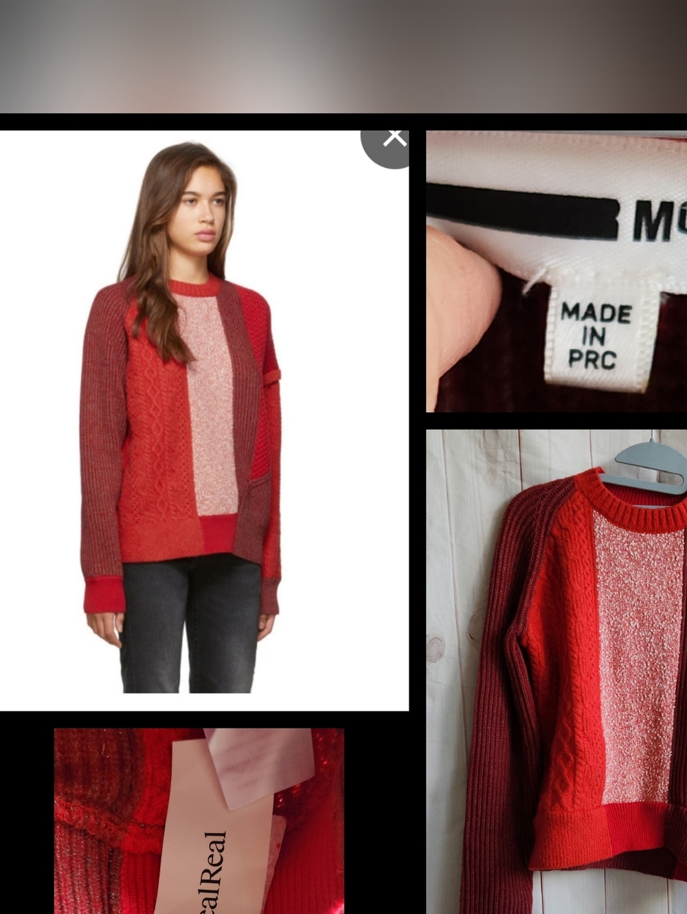 McQ by Alexander McQueen Red Colorblock Cable Knit Sweater